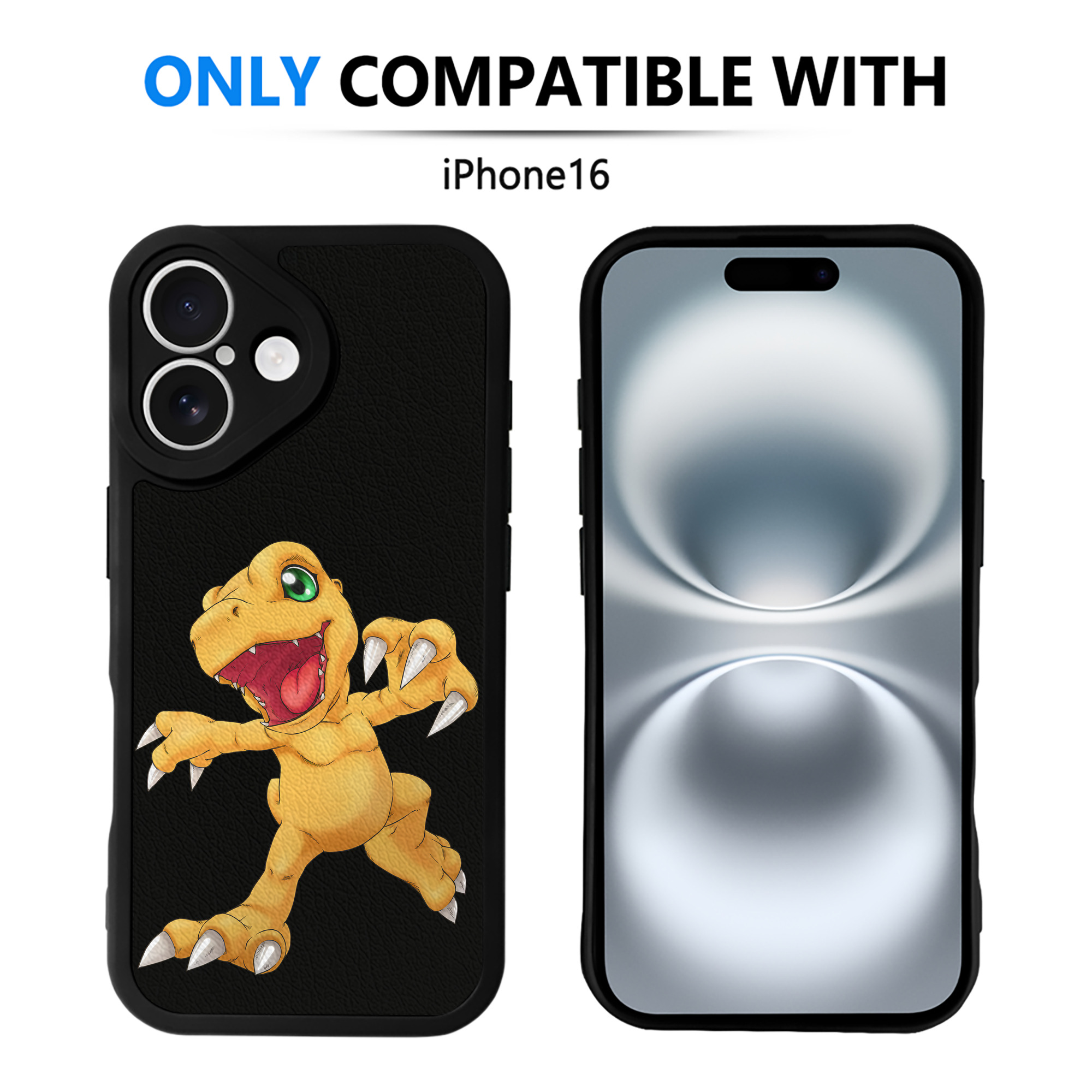 （画像用） Digimon デジタルモンスター/デジモン 【iPhone 16シリーズ対応】シリコンスマホケース（レザー調） 材質：シリコン